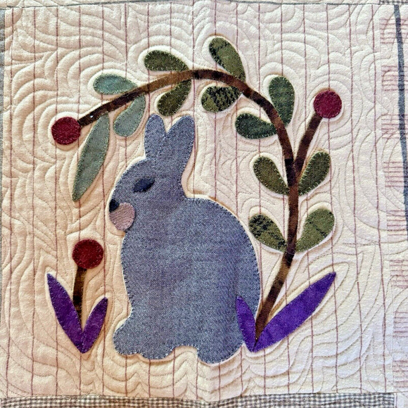 MUSEUM QUALITY Vintage Tulip Medallion Applique Antique Quilt Tapestry 57x45 - Picture 6 of 16